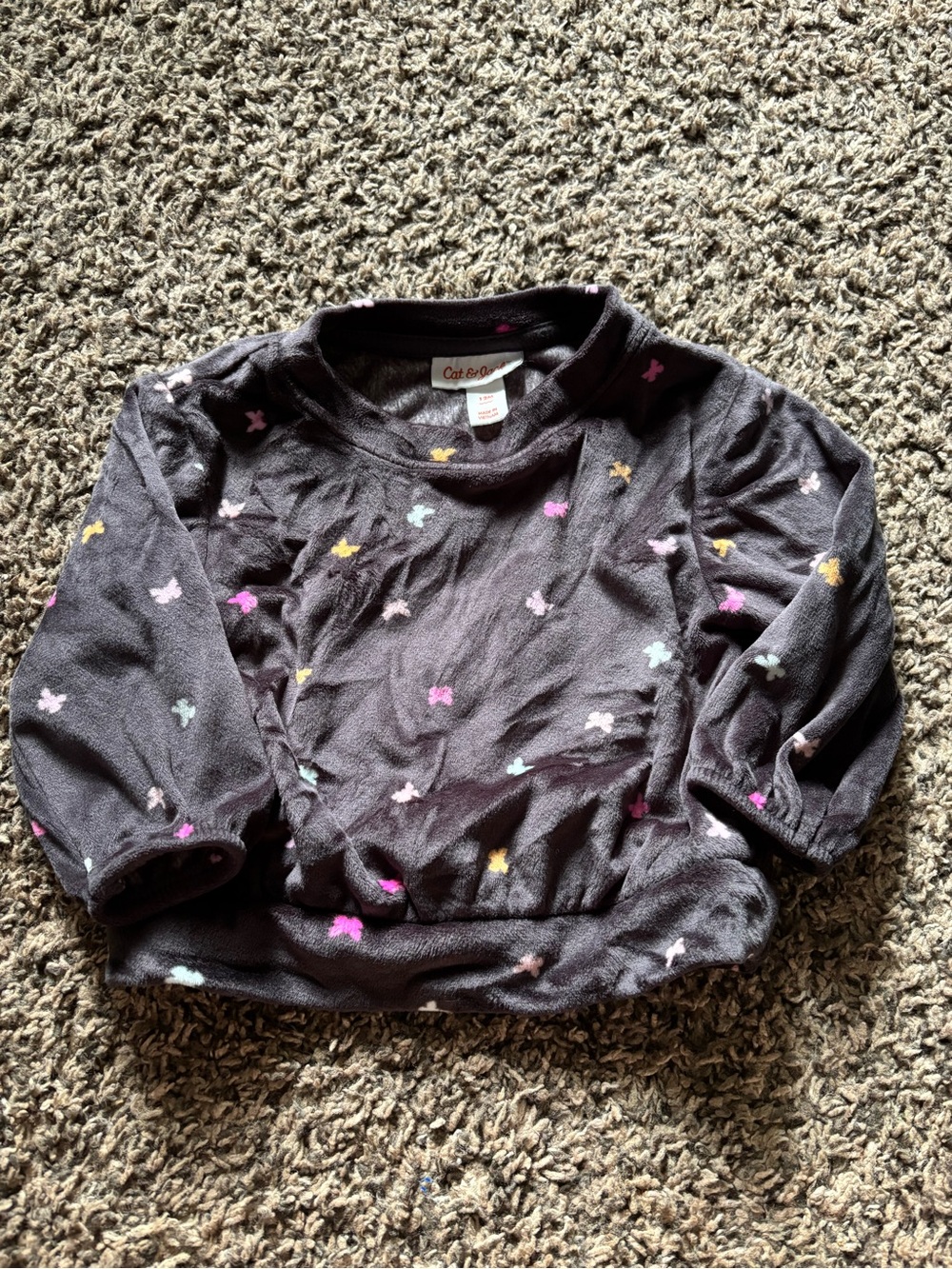 Cat & Jack Black Pullover with Pastel Butterfly Print